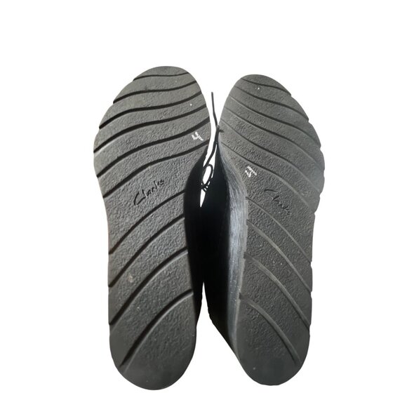 Clarks Womens Black Suede Ankle Booties With Wedge Heel 6.5 - Picture 6 of 8